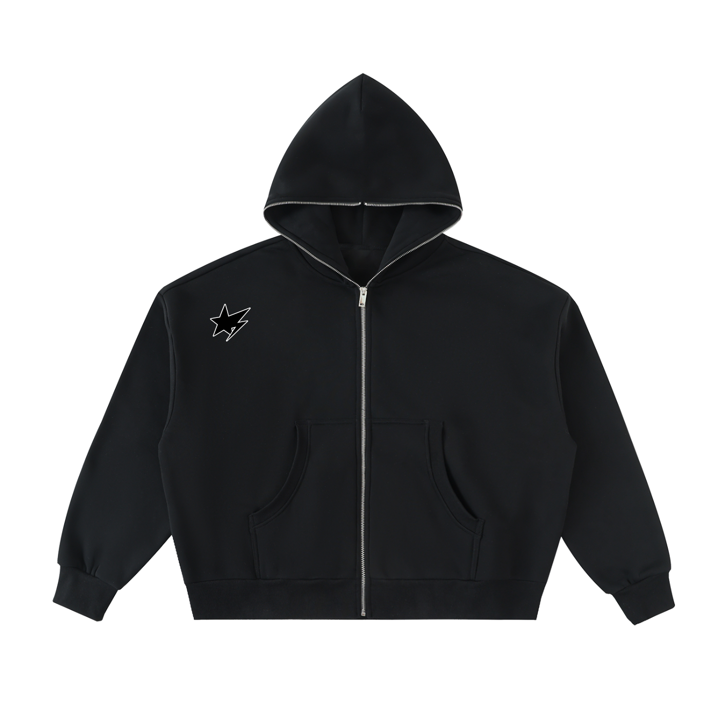 Premium Rise Fleeced Full-Zip Boxy Hoodie